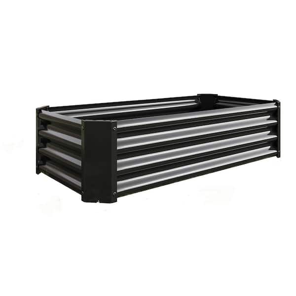 Flynama 48 in. L x 24 in. W x 12 in. H Black Metal Raised Beds