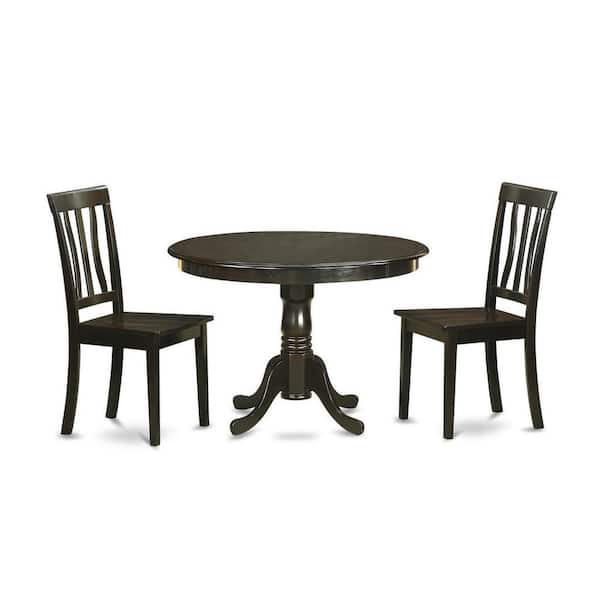 East West Furniture 3-Piece Cappuccino Solid Wood Top - Dining Room Set - Seats 4