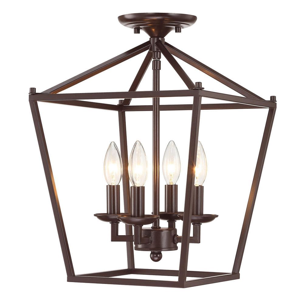 FM 4-Light 12 in. Dark Bronze Semi Flush Mount Light price history on PriceWatchPro