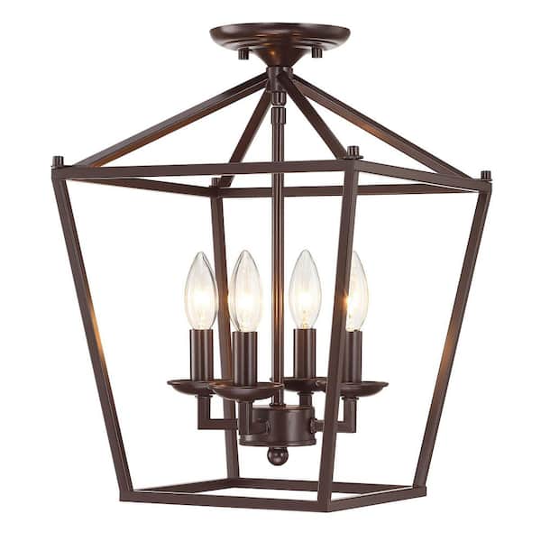 FM 4-Light 12 in. Dark Bronze Semi Flush Mount Light