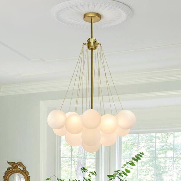 Y'INSP Lyra 3-Light Gold Nordic Bubble Ball Chandelier with 19-Pieces ...