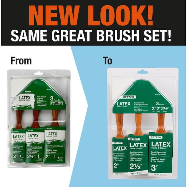 Private Brand Unbranded Better 2 In Flat Cut 3 In Flat Cut 2 5 In Angled Sash Polyester Paint Brush Set 3 Pack Hd A 1172 3 The Home Depot