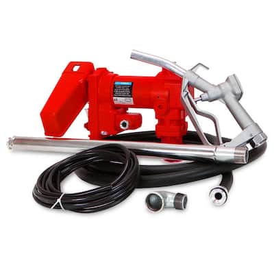 1/4 HP 20 GPM 12-Volt DC Powered Self-Priming Gasoline Fuel Transfer Pump with Nozzle