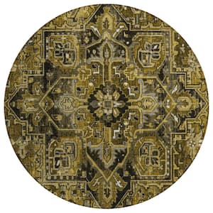 Chantille ACN570 Brown 8 ft. x 8 ft. Round Machine Washable Indoor/Outdoor Geometric Area Rug