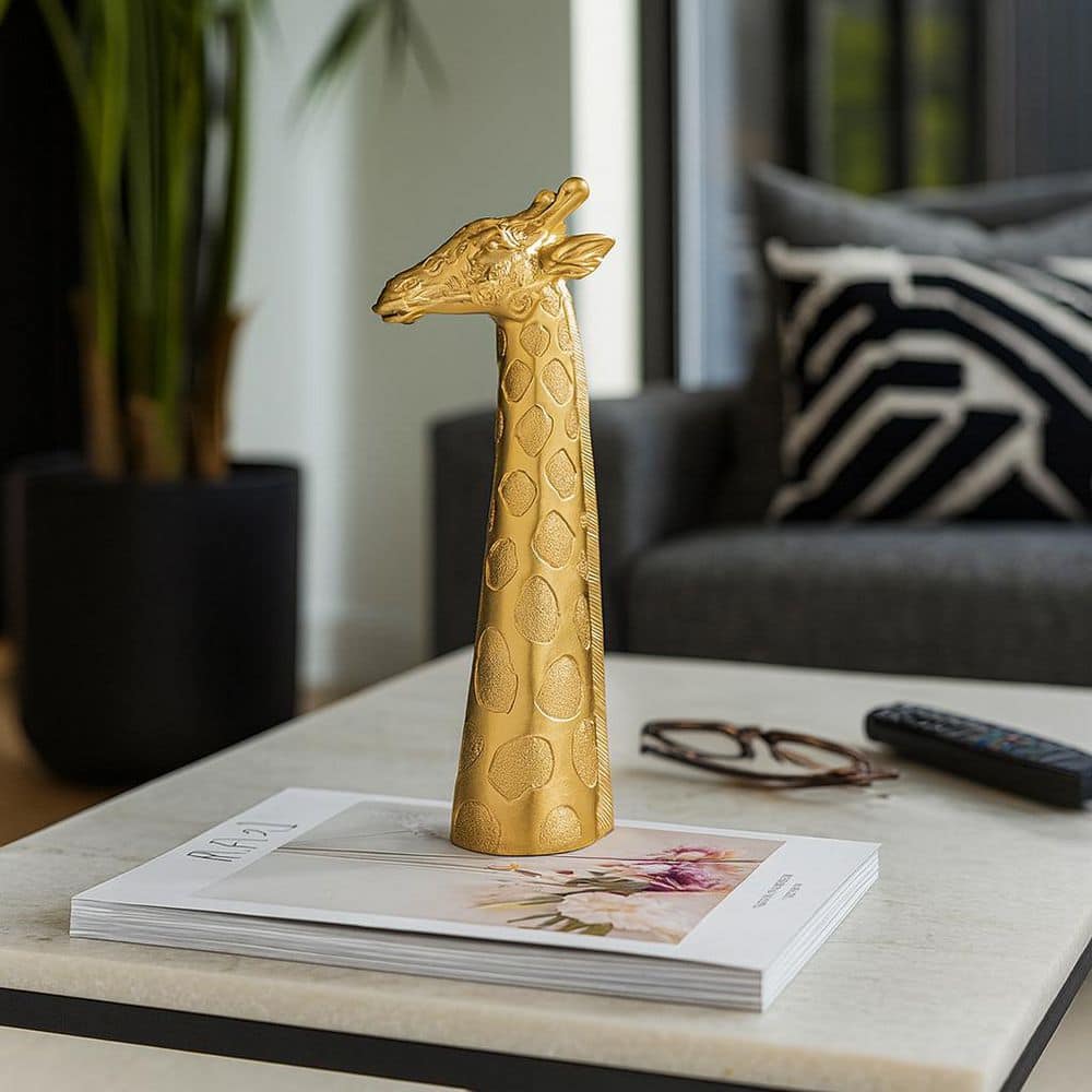 Liv & Skye Gold 6 in. x 16 in. Resin Giraffe Head Figurine 20175