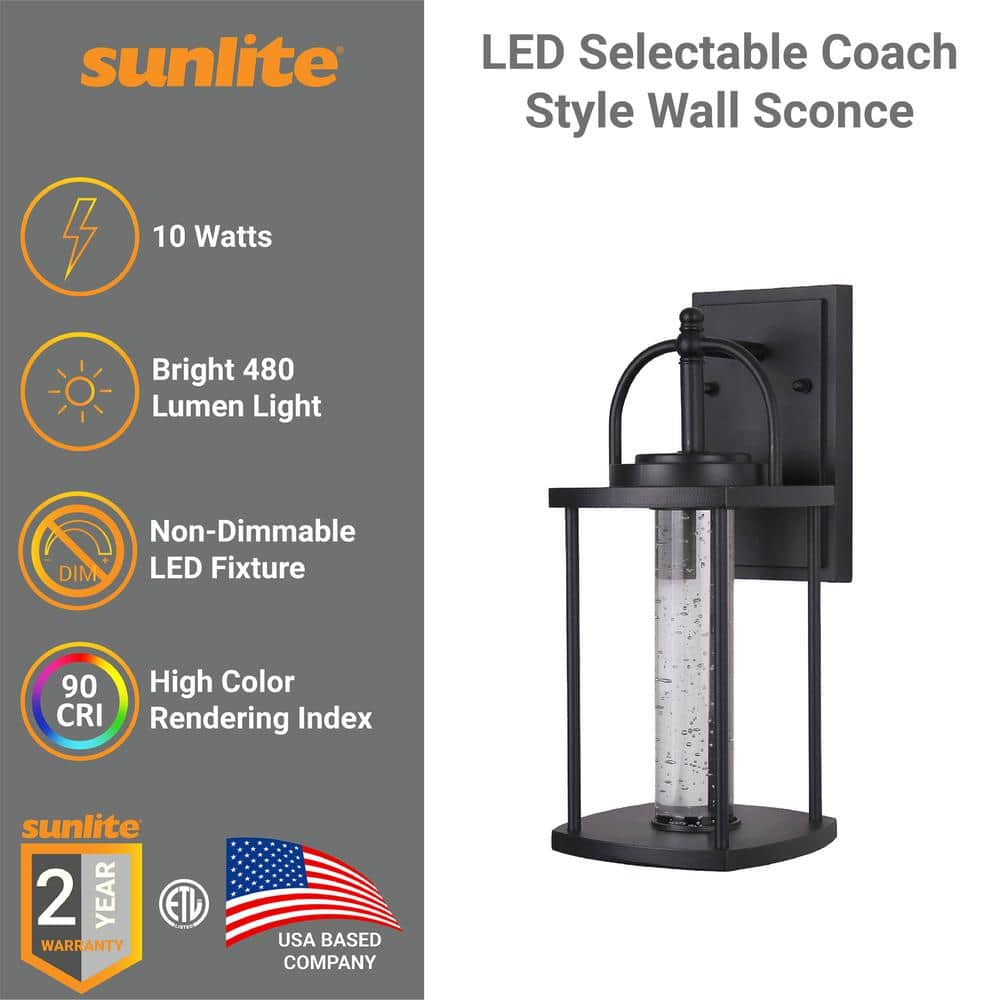 Black Aluminum LED Wall Sconce with Clear Glass Cylinder