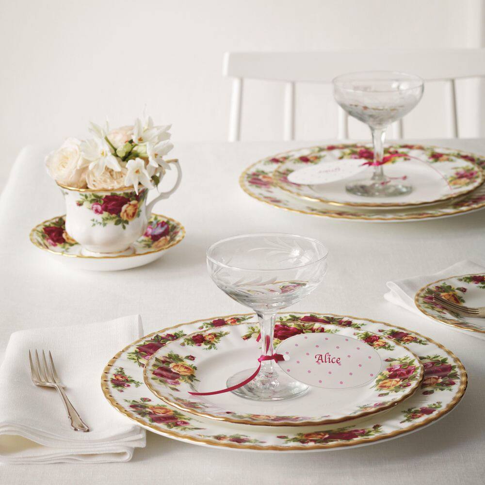 Old Country Roses Porcelain Floral 5-Piece Place Setting