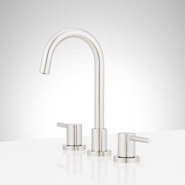SIGNATURE HARDWARE Lexia 8 in. Widespread Double Handle Bathroom Faucet in Brushed Nickel