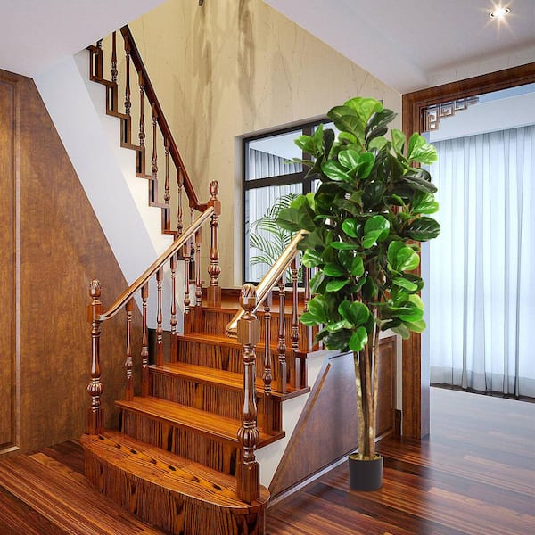 Gymax 6 ft. Artificial Fiddle Leaf Fig Tree Indoor-Outdoor Home Decorative Planter