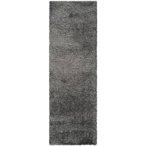 Shag 2 ft. x 19 ft. Dark Gray Solid Runner Rug