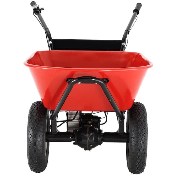 Dawn Outdoor Patio 26.6 cu. ft. Red Steel Wheelbarrow Utility Cart Electric Powered Garden Cart
