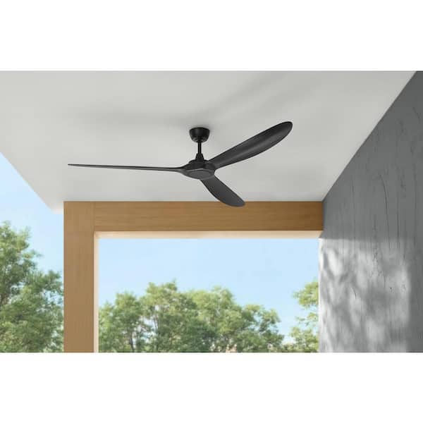 Tager 72 in. Smart Indoor/Outdoor Matte Black with Matte Black Blades Ceiling Fan with Remote Powered by Hubspace