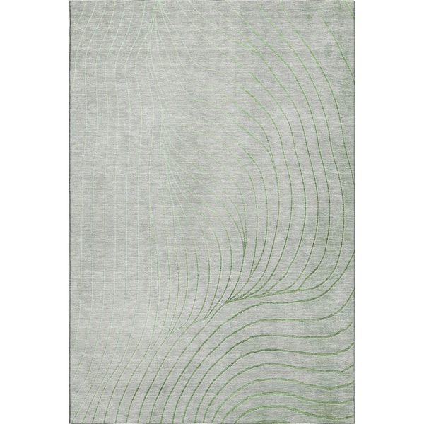 Mayfield Premium Machine Washable Abstract AMF2107 Aloe 9 ft. x 12 ft. Area Rug