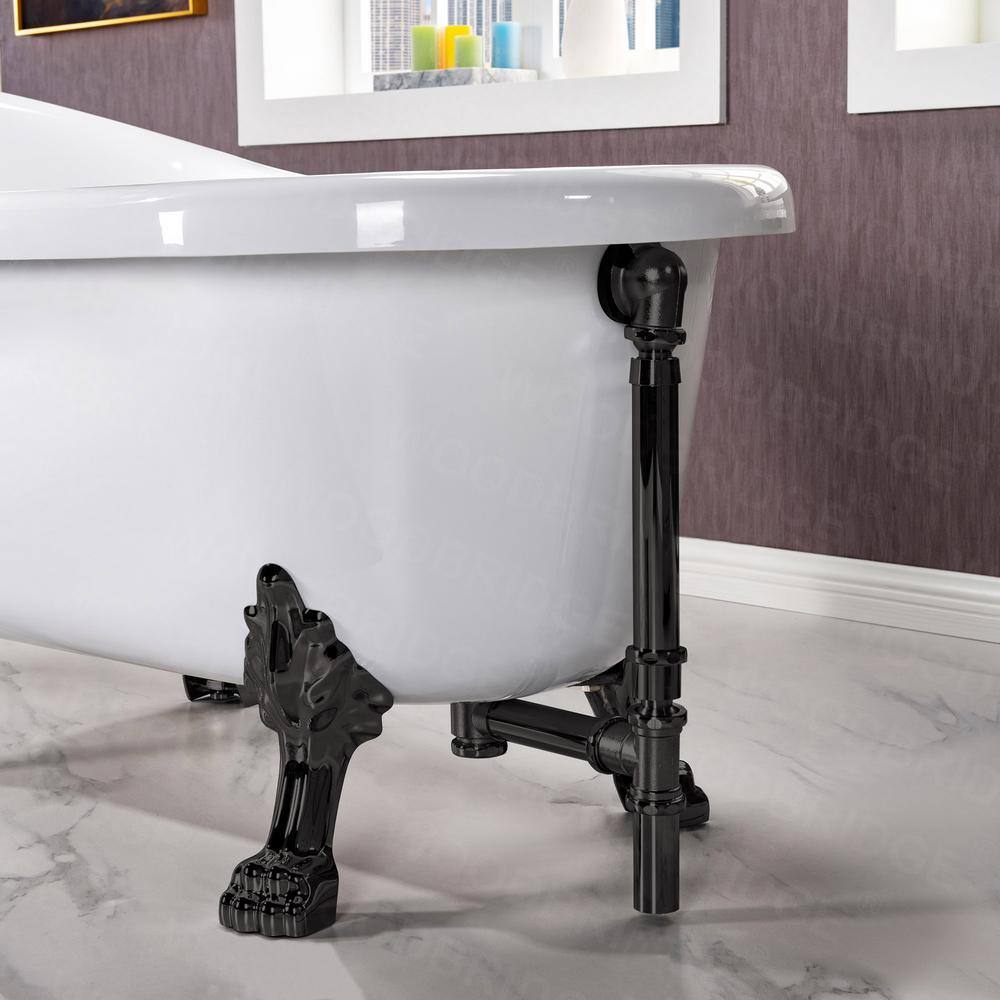White Acrylic Slipper Clawfoot Bathtub with Matte Black Trim
