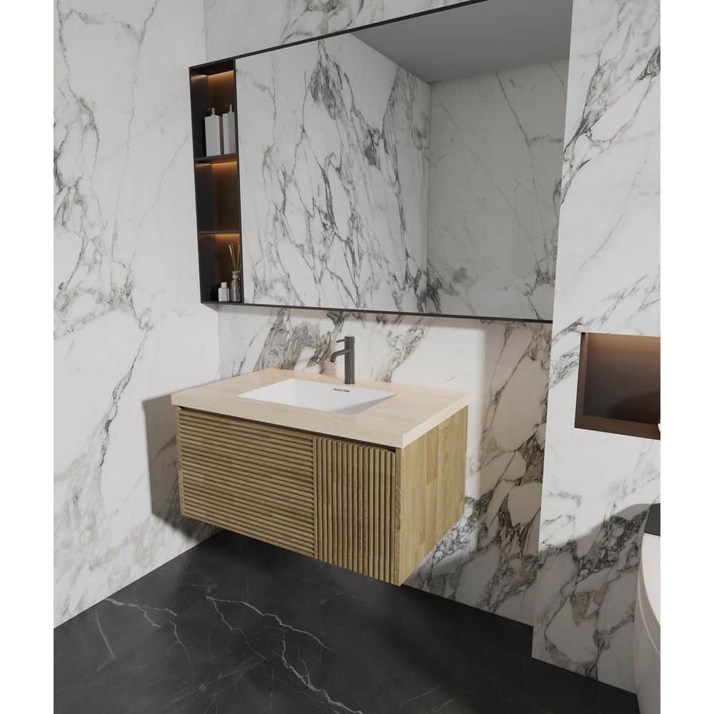 48 in. W x 21.7 in. D Porcelain Single Sink Vanity Top in Travertine Yellow with Pre-Drilled Faucet Hole price history on PriceWatchPro