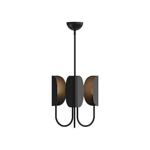 Seno 15 in. 3 Light 60-Watt Matte Black Chandelier