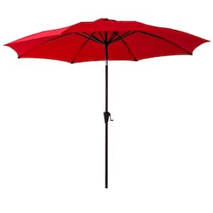 11 ft. Aluminum Market Tilt Patio Umbrella with Fiberglass Rib Tips in Red Solution Dyed Polyester