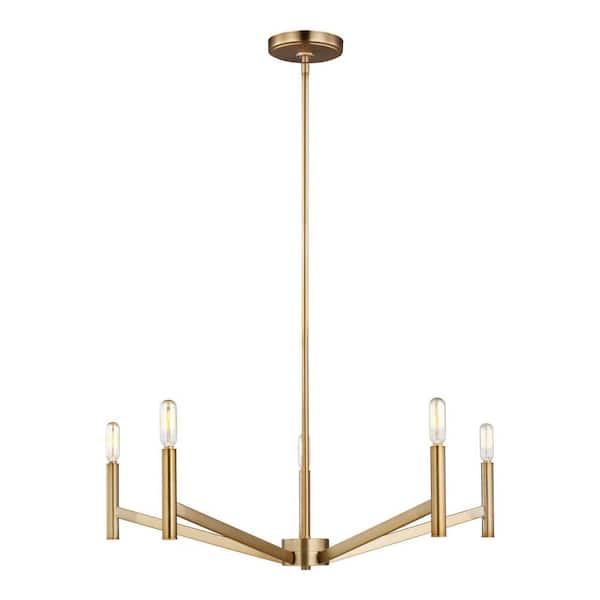 Generation Lighting Vector 5-Light Satin Brass Hanging Chandelier