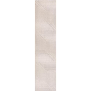 Odense High-Low Minimalist Angle Geometric Ivory/Cream 2 ft. x 8 ft. Indoor/Outdoor Runner Rug