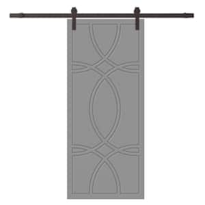 42 in. x 80 in. Light Gray Stained Composite MDF Paneled Interior Sliding Barn Door with Hardware Kit