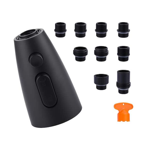 3 Function Kitchen Faucets Head Replacement with 9-Adapters in Black