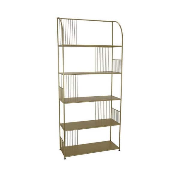 Modern Gold Metal with 5-Storage Shelves Plant Stand (11.75 in. H x W 71 in. H)