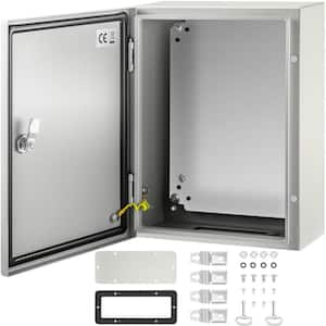 Carbon Steel Electrical Box 16x12x6in. Hinged Cover IP66 Waterproof Dust Resistant Outdoor Use Includes Mounting Plate