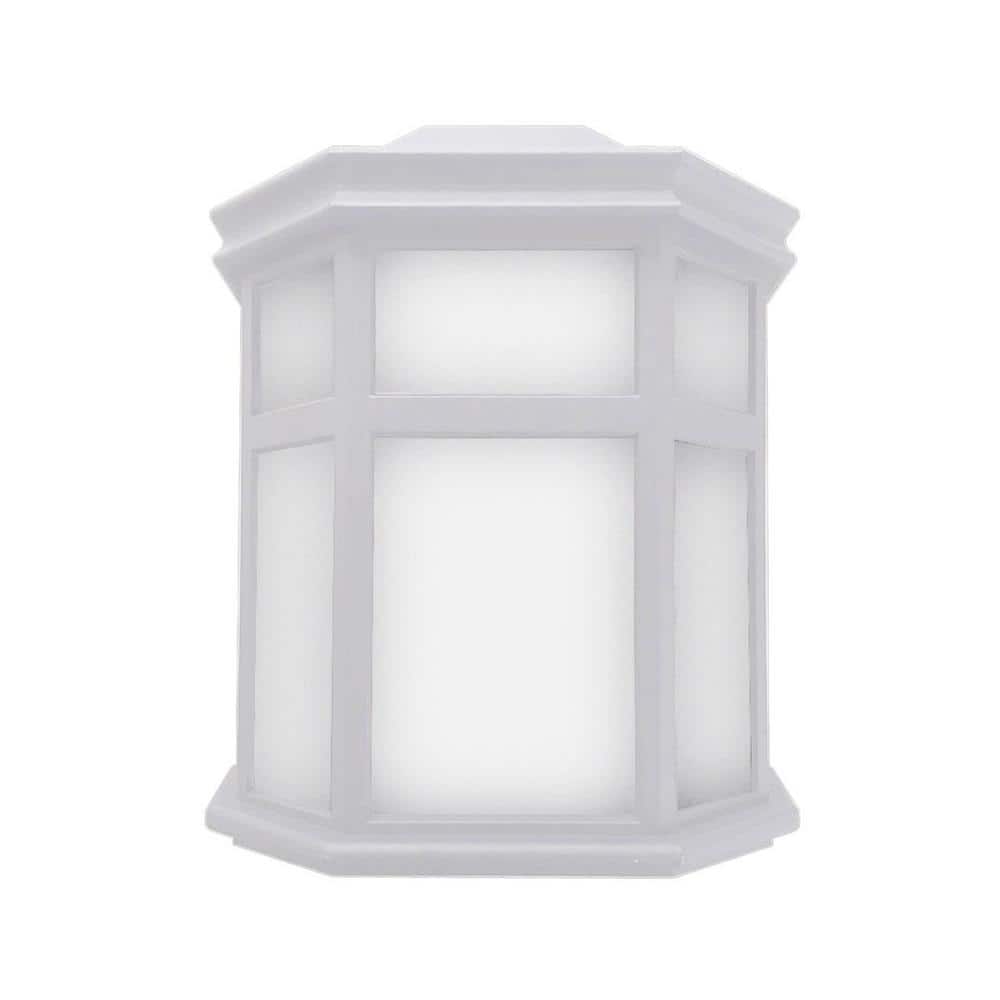 Sedona Wide 9.75 in. White Composite Outdoor Hardwired Coach Sconce with Frosted Diffuser and 4000K LED Bulb price history on PriceWatchPro