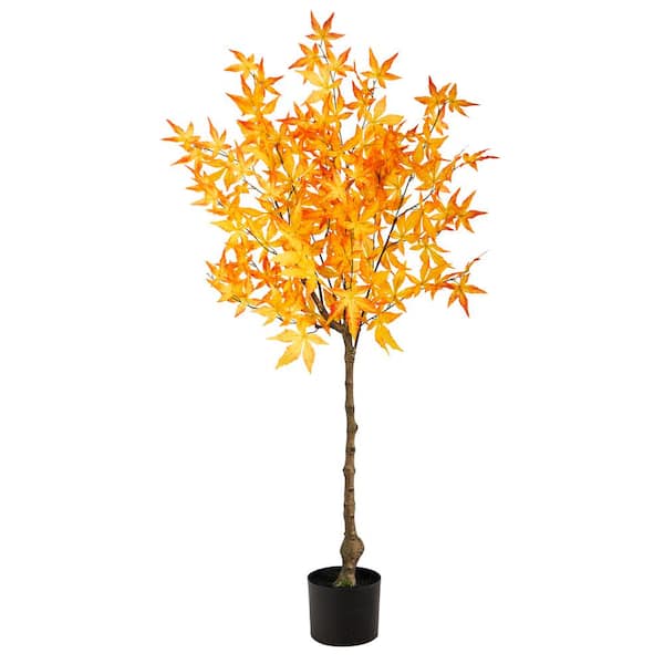Nearly Natural 4 ft. Yellow Autumn Maple Artificial Tree