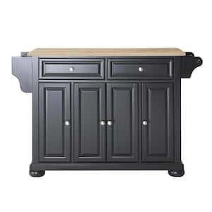 Alexandria Black Kitchen Island with Wood Top