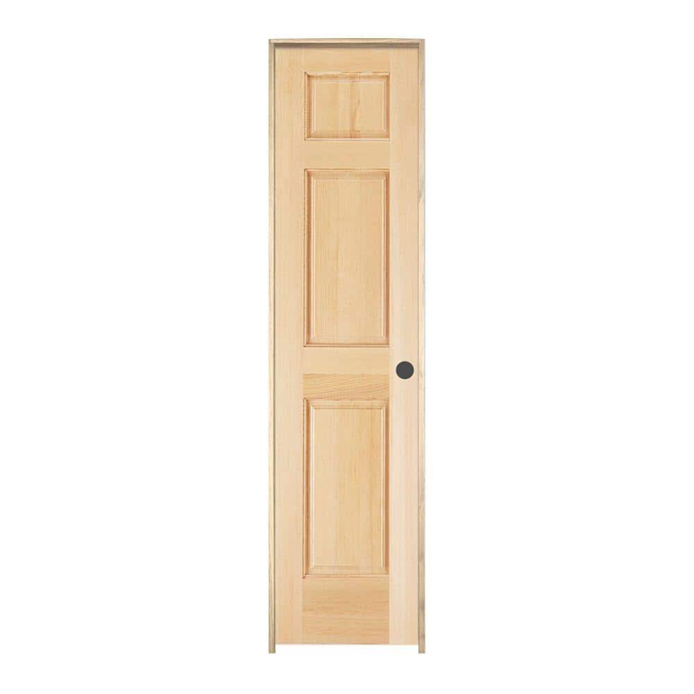 JELDWEN 18 in. x 80 in. Pine Unfinished LeftHand 3Panel Solid Wood Single Prehung Interior