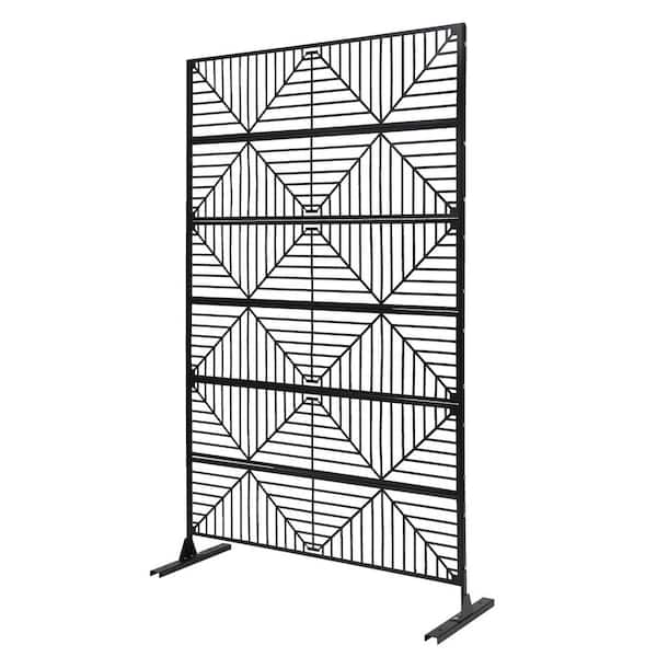 YIYIBYUS Black Steel Outdoor Privacy Screens for Patio Metal Privacy Fence Screen with Freestanding Decorative Room Divider