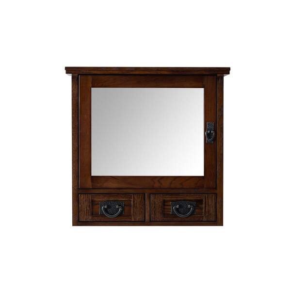 Home Decorators Collection Artisan 23-1/2 in. W x 22-3/4 in. H x 8 in. D Framed Single Makeup Mirror Bathroom Storage Wall Cabinet in Dark Oak