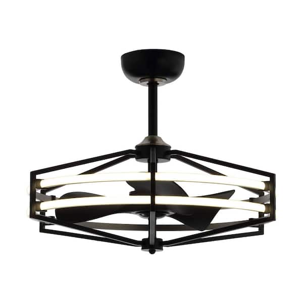 Parrot Uncle 29 in. LED Indoor Black Downrod Mount Chandelier Ceiling Fan with Light and Remote Control