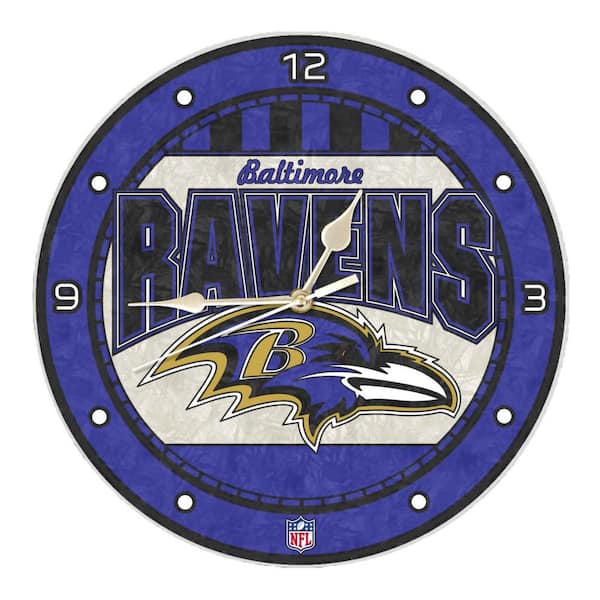 The Memory Company NFL-12 in. Ravens Art Glass Clock