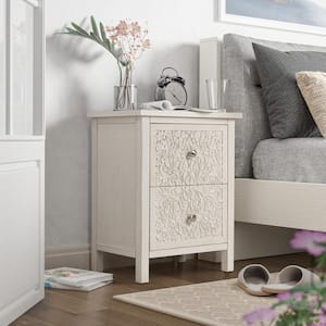 Farmhouse Fully-Assembled 2-Drawer Nightstand in White