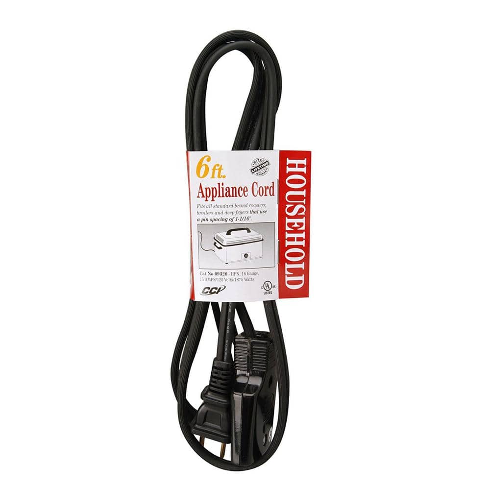 0290 - Woods Small Appliance Power Cord, 6 foot, for Deep Fryers
