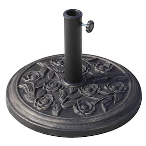 19.8 lb. Steel and Resin Patio Umbrella Base Stand in Bronze with Decorative Rose Floral Pattern for Φ1.5" Φ1.89" Pole