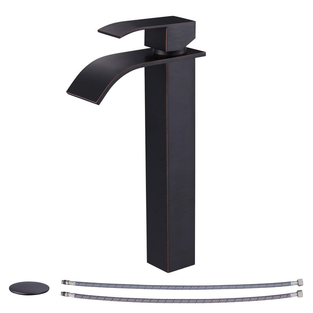 Waterfall Single Hole Single Handle Tall Bathroom Sink Faucet with Pop-Up Drain in Oil Rubbed Bronze price history on PriceWatchPro