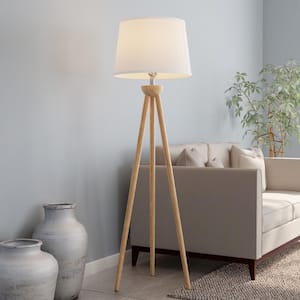 58 in. Natural Oak Floor Lamp with Shade