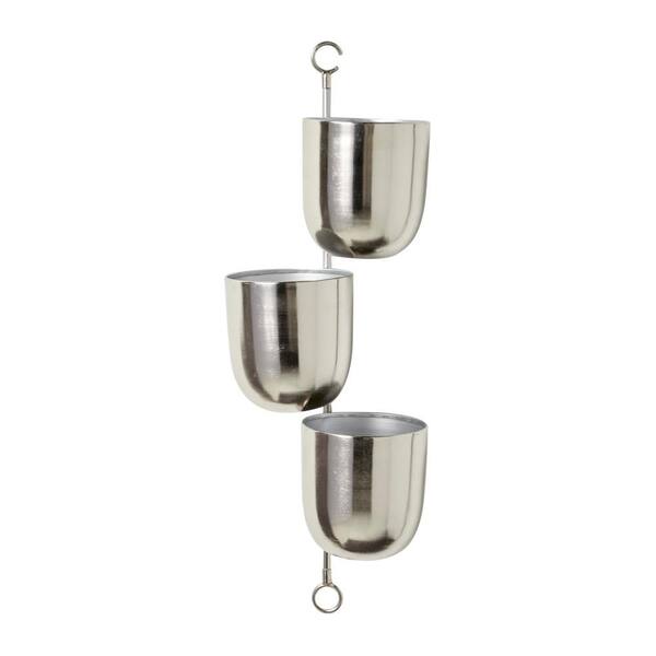 25 in. H x 12 in. W Silver Metal Contemporary Planter
