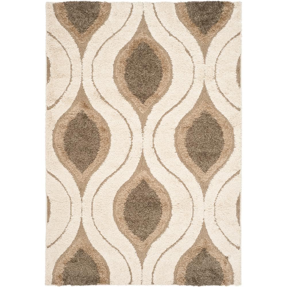 Florida Shag Cream/Smoke 8 ft. x 10 ft. Geometric Area Rug price history on PriceWatchPro