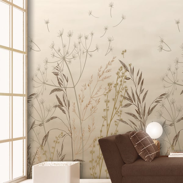 Dandelion Drift Tan Wall Mural