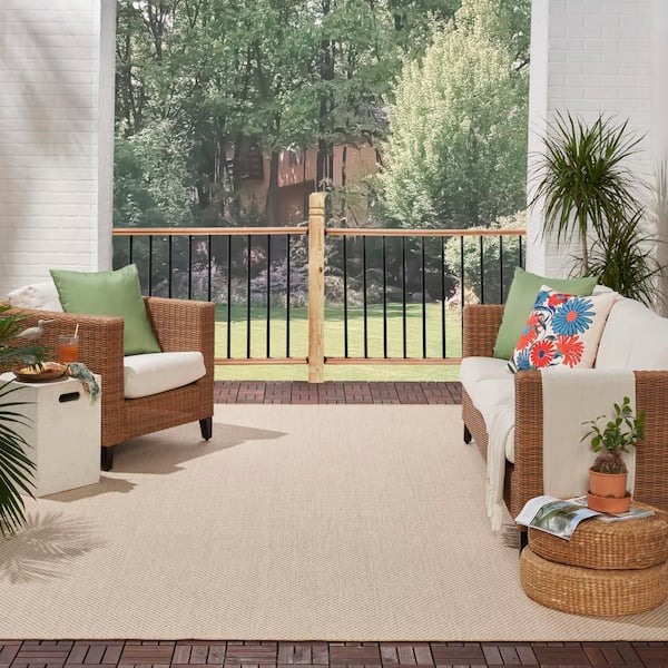 Courtyard Natural 9 ft. x 12 ft. All-over design Contemporary Area Rug