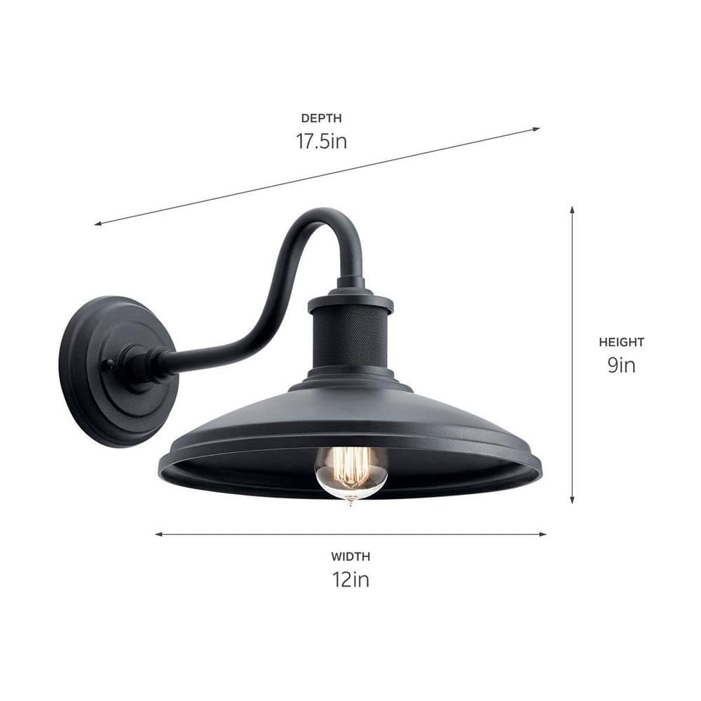 Allenbury 12" Textured Black Outdoor Wall Light