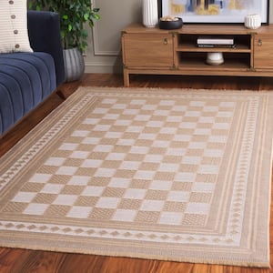 Aspect Natural/Ivory 5 ft. x 8 ft. Border Checkered Area Rug