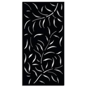 Leafspray 3 ft. x 6 ft. Decorative Privacy Panel in Black Powder-Coated Steel with Screws