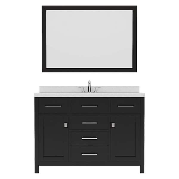 Virtu USA Caroline 48 in. W x 22 in. D x 35 in. H Single Sink Bath Vanity in Espresso with Quartz Top and Mirror