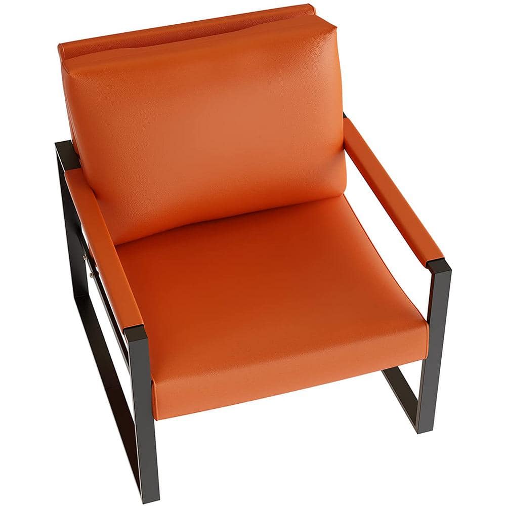 mieres Modern Upholstered Faux Leather Orange Armchair Sigle mieres Modern Upholstered Faux Leather Orange Armchair Sigle