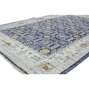 Delphi Navy 4 ft. x 6 ft. (3 ft. 6 in. x 5 ft. 6 in.) Geometric Transitional Accent Rug